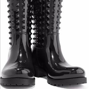 Black studded rainboots